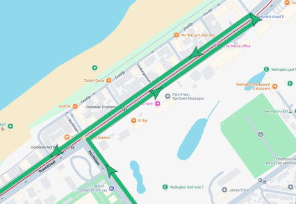 Kaart met omleiding werken troonstraat